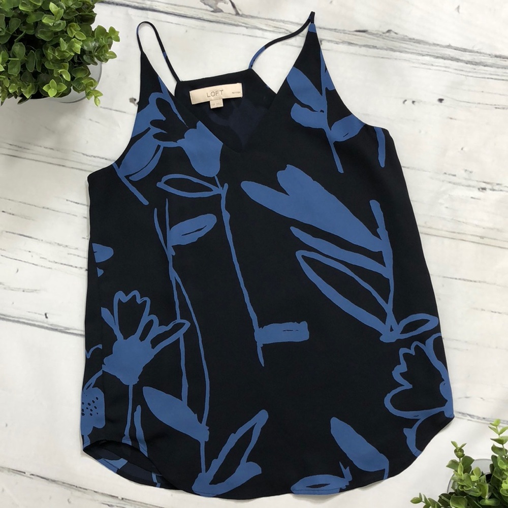 LOFT Ann Taylor Blue Floral tank XXSP